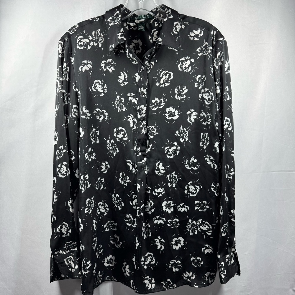 Lauren Ralph Lauren Black and White Floral Blouse